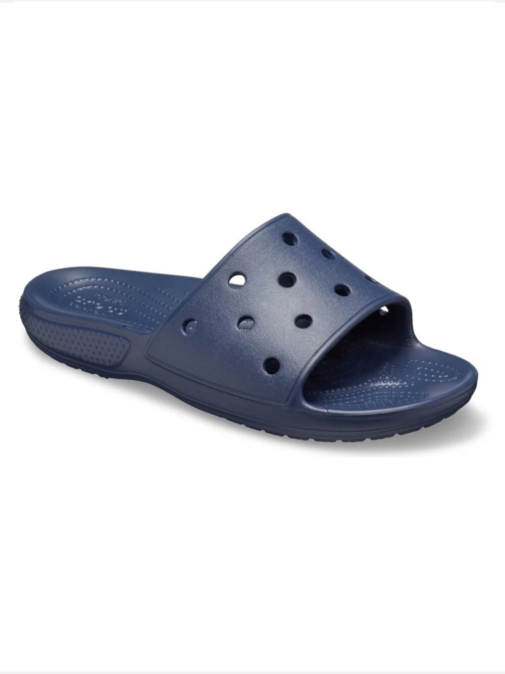 Crocs Classic Navy Blue Comfort Slide Sandals Unisex Women 9 / Men 7